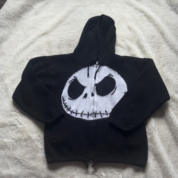 Jack Skellington Alpaca Wool Hoodie – Size S | Handmade | Spooky Cozy | Rare - Picture 2 of 6